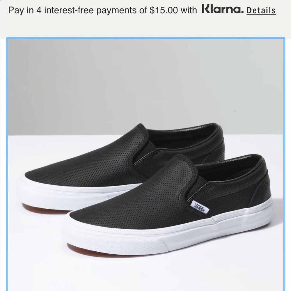 Vans Perf Leather Slip On, Black, Size 7, Women